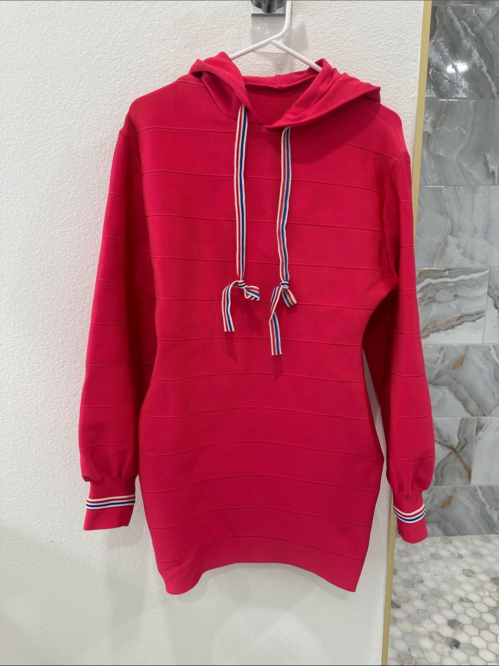 Striped Drawstring Magenta Dress